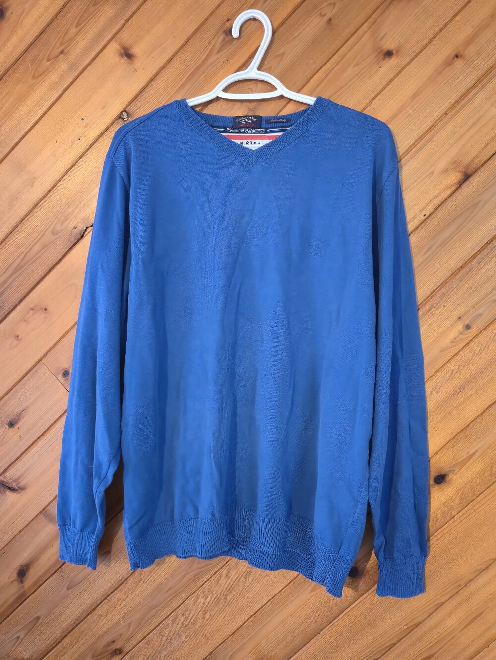 Paul & Shark Vintage Yachting Watershed Blue V-Neck Sweater Size L Royal Blue